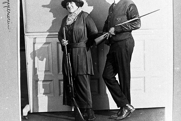 Adolph and Elizabeth (Plinky) Topperwein were a couple and sharpshooting duo. MS 20 Winchester Repeating Arms Company Collection. P.20.2986
