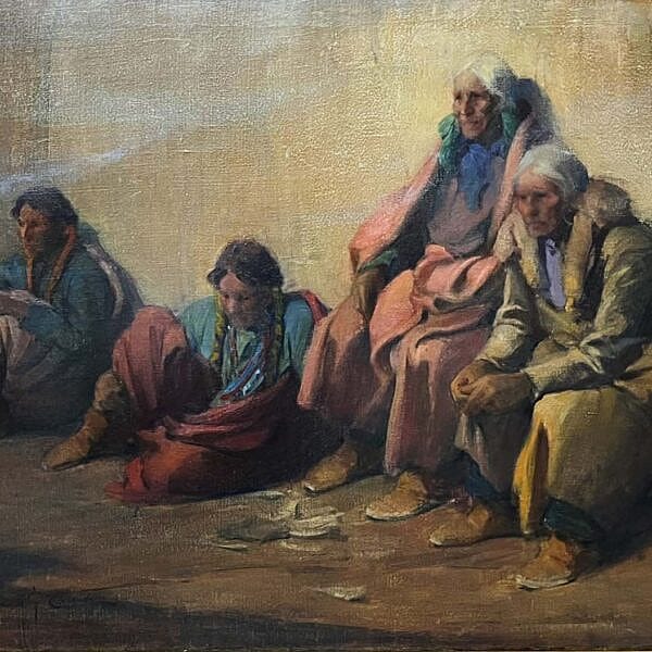 Gerald Cassidy (1869-1934). "The Council Meeting," 1929. Gift of Joanne, Jason, and Christina Shiebler in commemoration of William N. Shiebler, Trustee and Board Chair, Buffalo Bill Center of The West, 1942-2024. 4.24