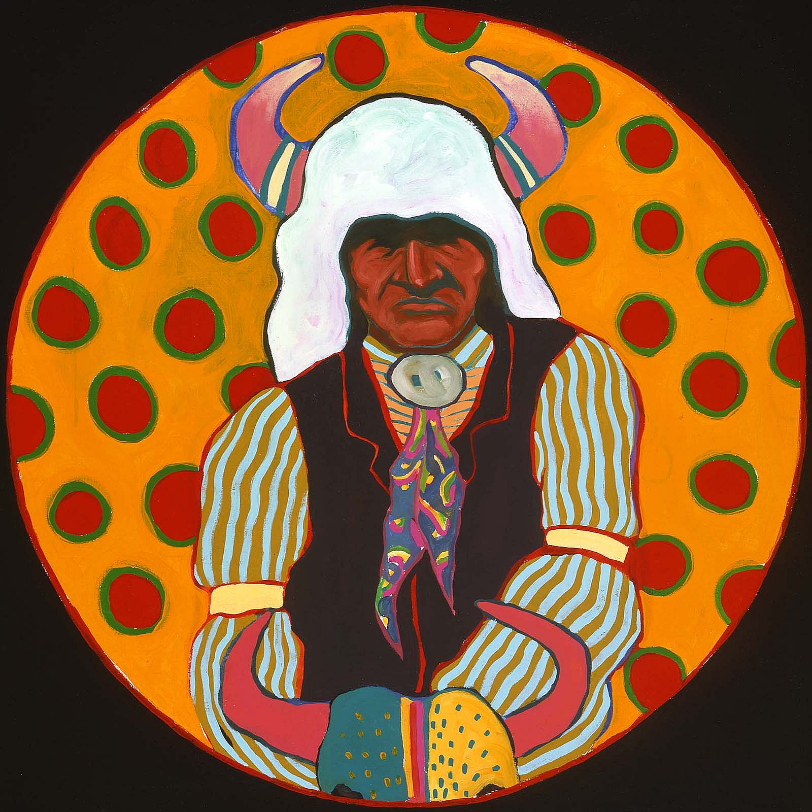T.C. Cannon (1946 - 1978). "Buffalo Medicine Keeper," ca. 1974. Acrylic on canvas. William E. Weiss Memorial Fund Purchase. 8.02