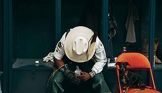 Bull rider Keyshawn Whitehorse, Navajo. Photograph by Ivan B. McClellan.