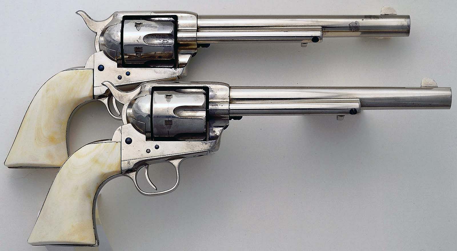 Buffalo Bill's pair of Colt Frontier Centerfire Six Shooters, .44 caliber, ca. 1880-83. Museum purchase, Mary Jester Allen Collection. 1.69.2642&3