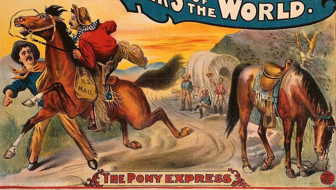 Buffalo Bill's Wild West poster featuring the Pony Express, ca. 1896. Museum Purchase. 1.69.5644 (detail)