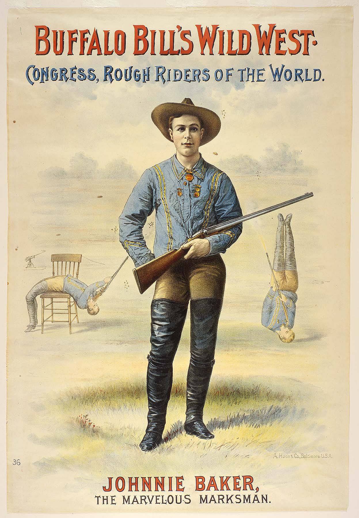 Lithograph, Buffalo Bill's Wild West poster featuring Johnny Baker, 1893. Gift of The Coe Foundation. 1.69.18