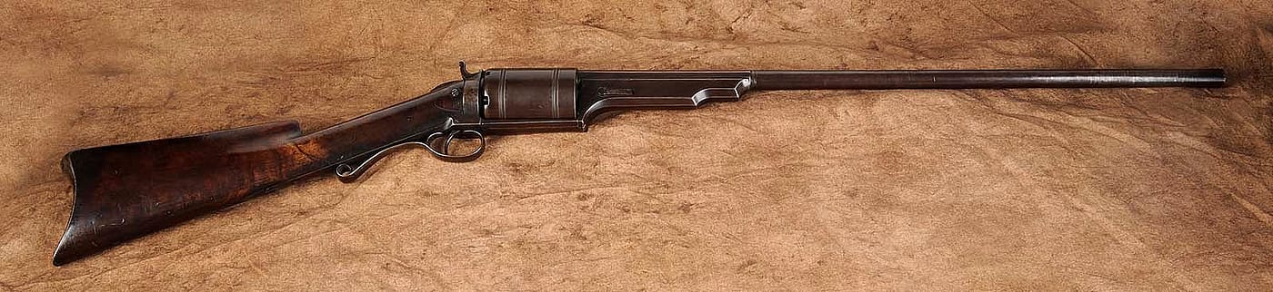 Colt-Paterson Model 1839 revolving shotgun. Gift of Olin Corporation, Winchester Arms Collection. 1988.8.605