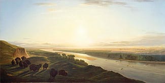 William Jacob Hays (1830–1875). A Herd of Bison Crossing the Missouri River, 1863. Oil on canvas. . Gertrude Vanderbilt Whitney Trust Fund Purchase. 3.60