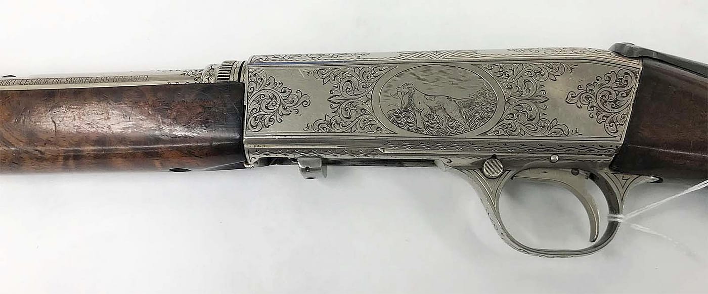 Nan Aspinwall's Remington Model 24 semi-automatic rifle, .22 Short cartridge, serial #28870. Gift of Bill and Neff Fleisig. 1.69.6393 (detail)