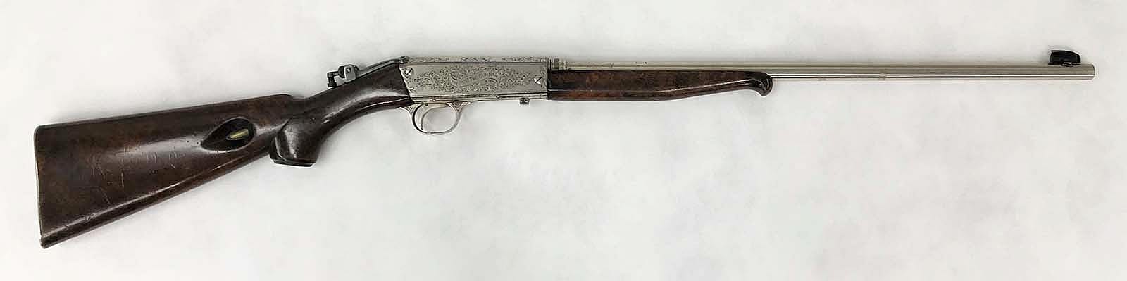 Nan Aspinwall's Remington Model 24 semi-automatic rifle, .22 Short cartridge, serial #28870. Gift of Bill and Neff Fleisig. 1.69.6393