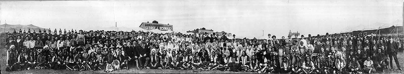 Cast photo, Buffalo Bill's Wild West and Pawnee Bill's Great Far East shows, 1912. MS 6 William F. Cody Collection. P.69.0016