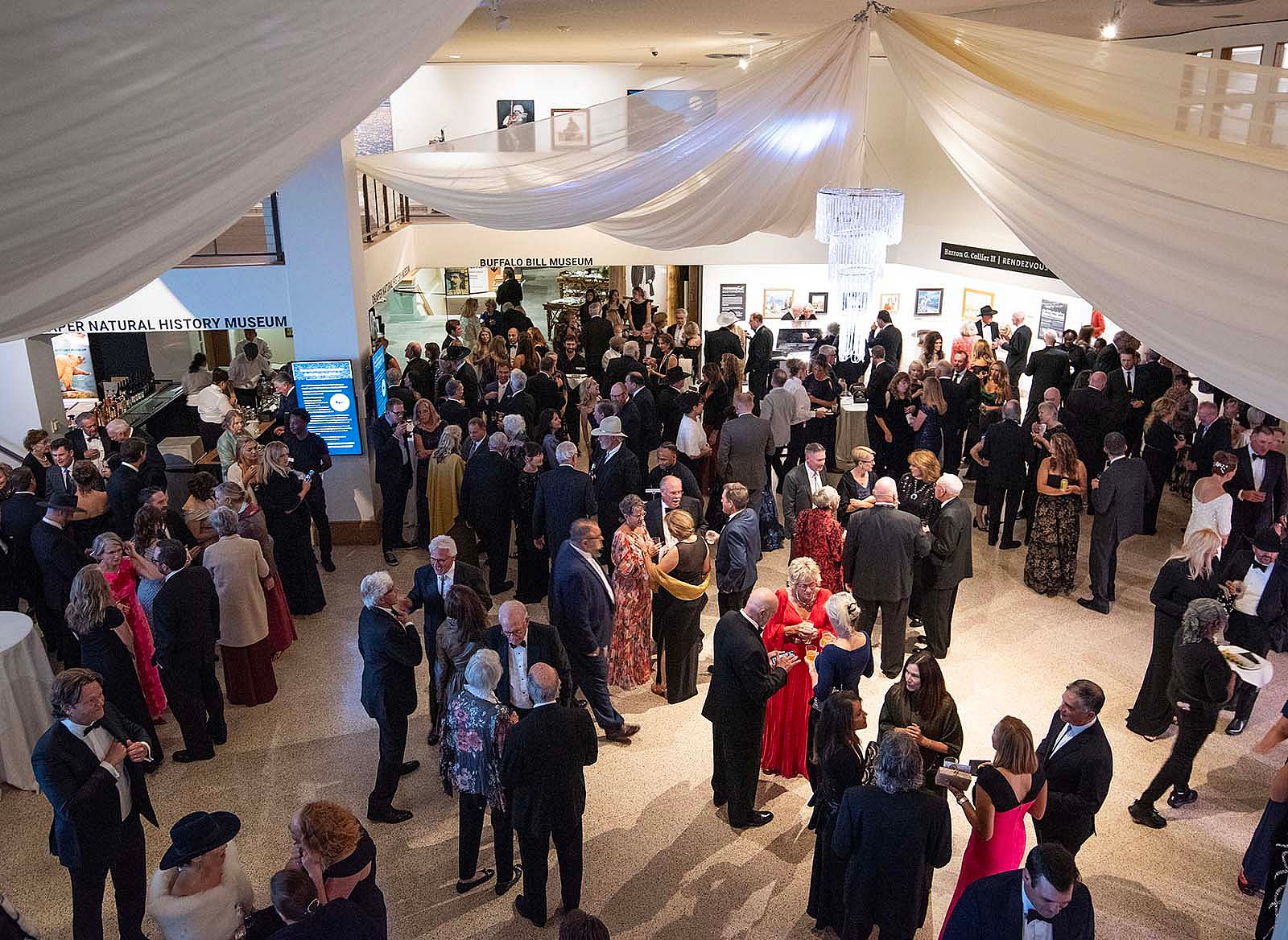 From the mezzanine level above the dance floor filled with Patrons Ball attendees, September 21, 2024