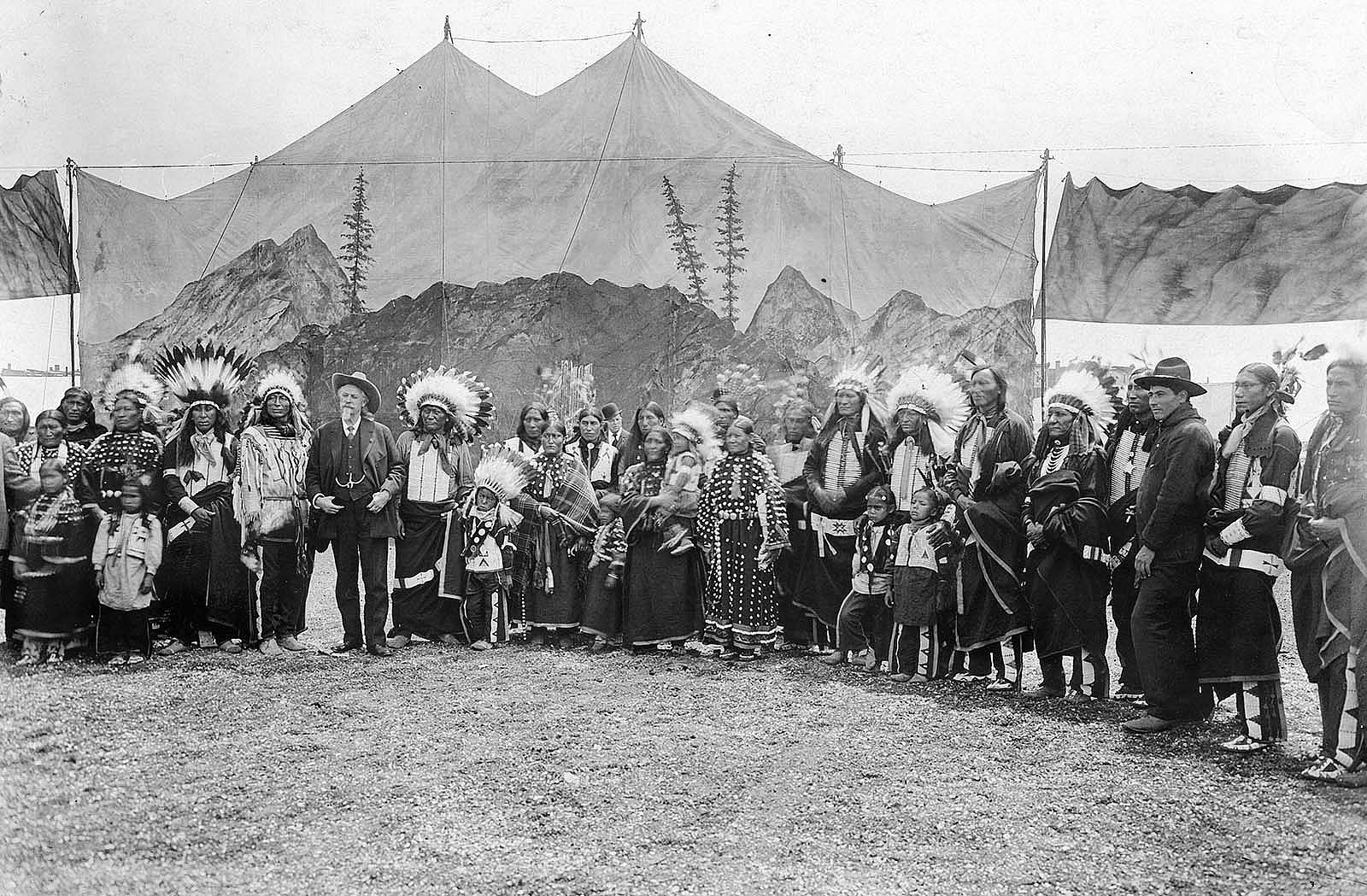 William F. Cody with Native American performers in the Wild West arena, 1890–1910. MS 6 William F. Cody Collection, McCracken Research Library. P.69.897
