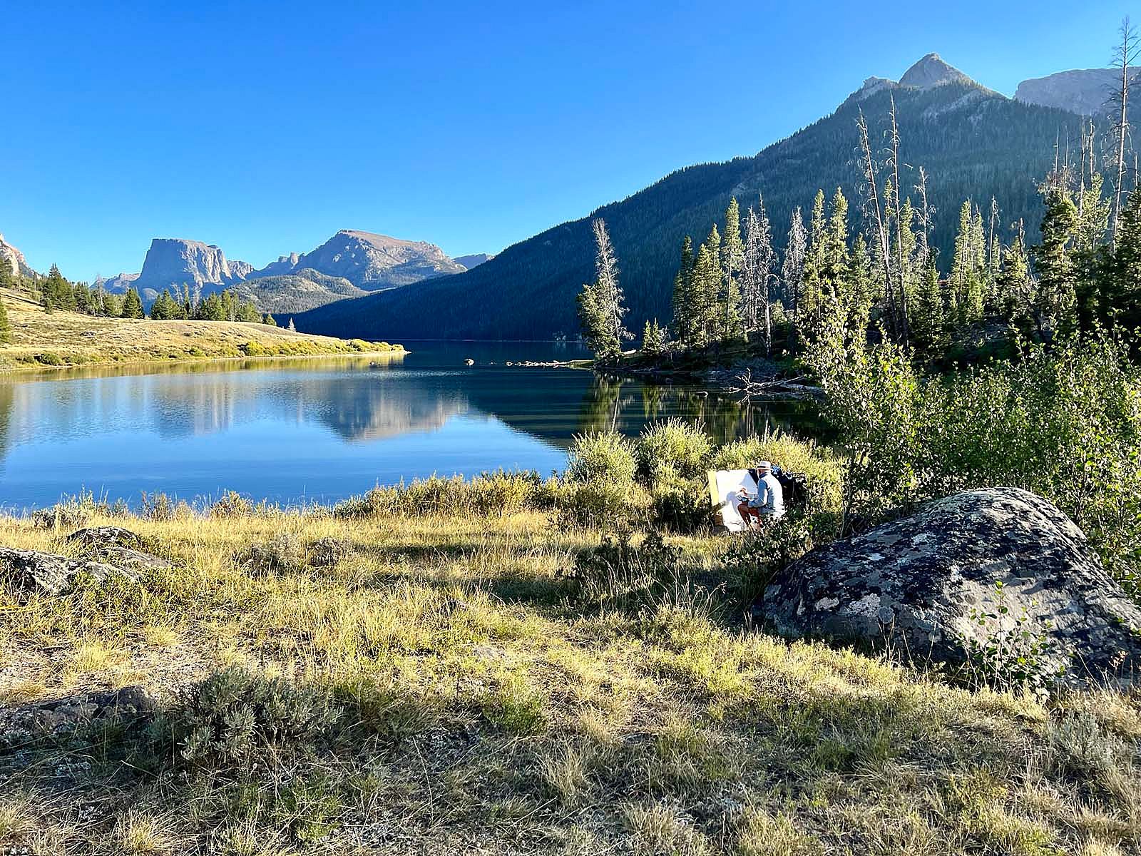 Tony Foster painting in his chosen site for his Squaretop painting. Photograph courtesy of Karen Brooks McWhorter.