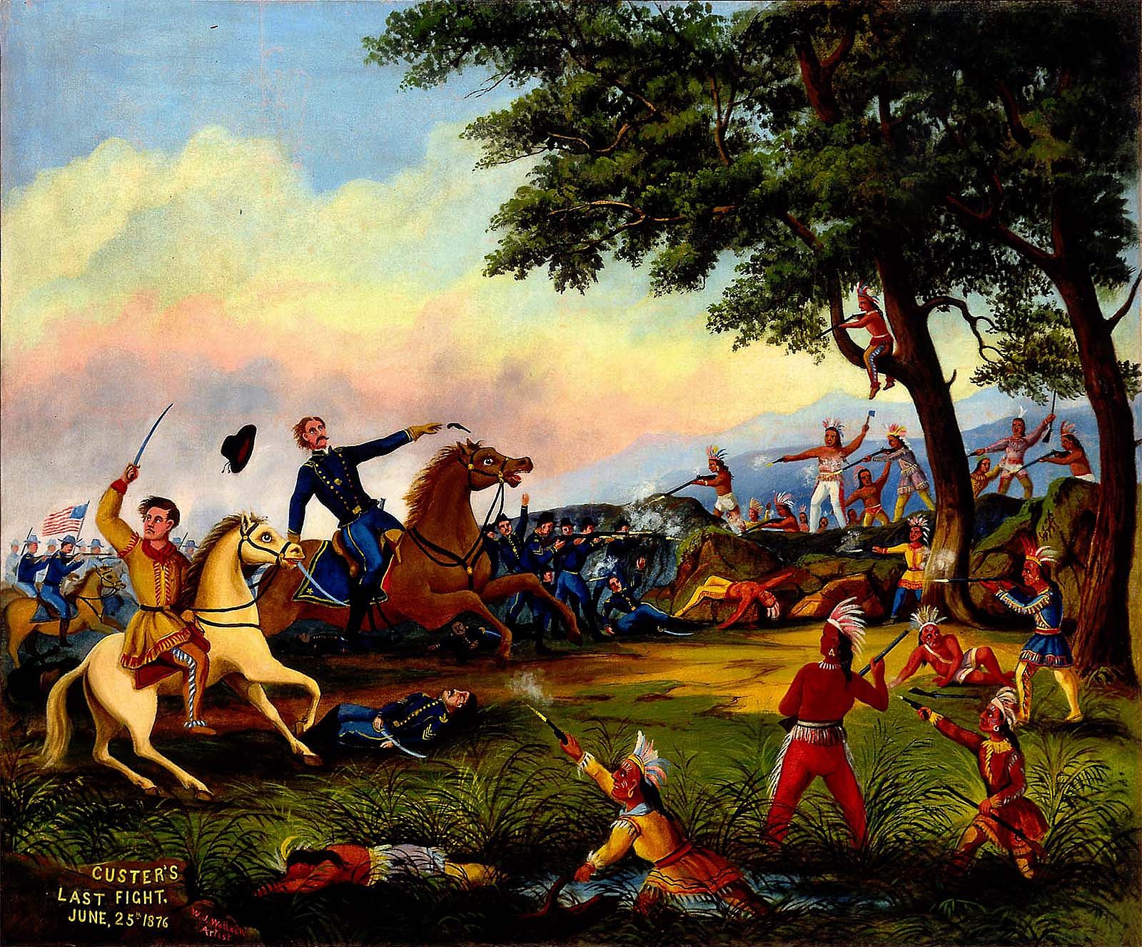 “Custer's Last Fight,” by W.J. Wallack. The painting may have been for a cover illustration of a dime novel called “Custer's Last Shot, or The Boy Trailer of the Little Horn,” March 31, 1894. Gift of Edgar William and Bernice Chrysler Garbisch. 10.68