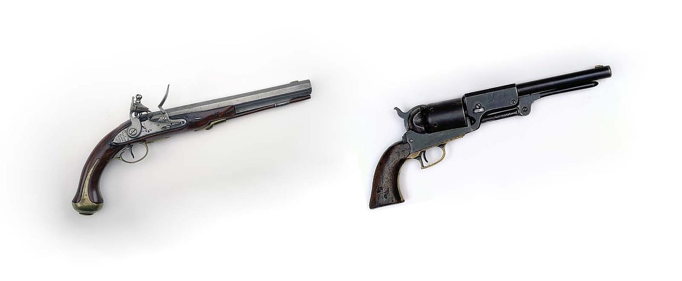 Winchester 1805 (1988.8.3888) and Colt Walker 1847 (1996.12.1)