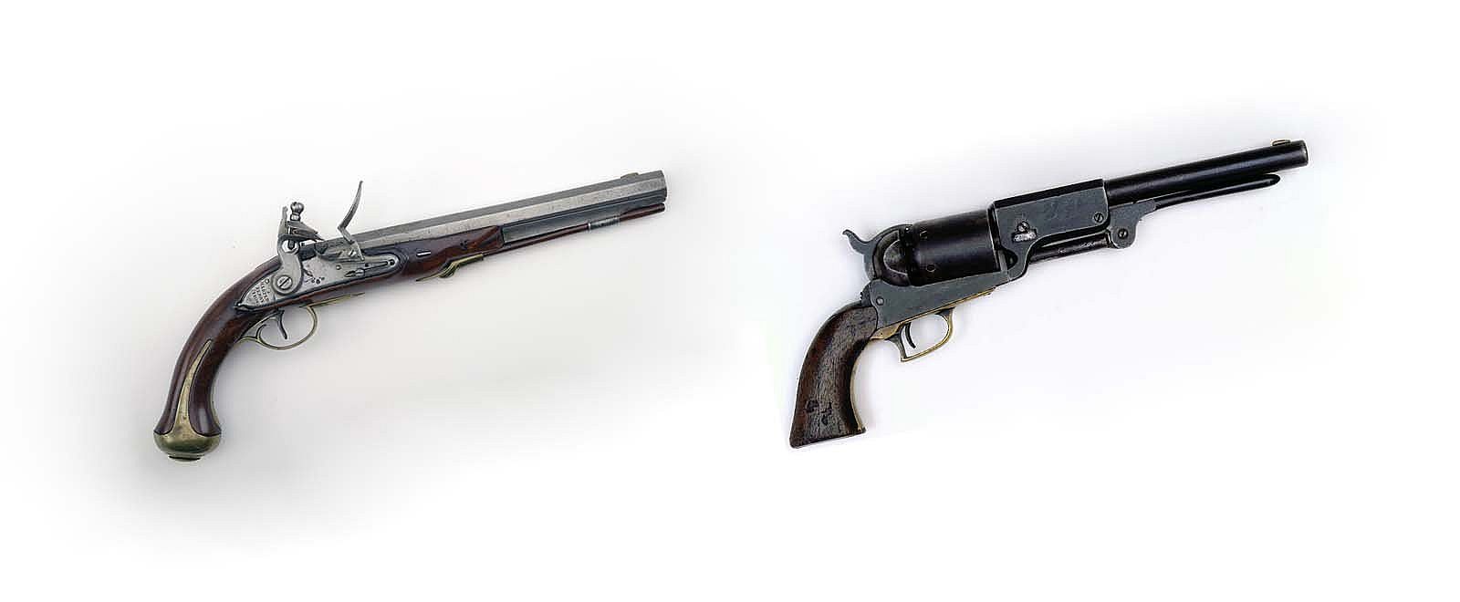 Winchester 1805 (1988.8.3888) and Colt Walker 1847 (1996.12.1)