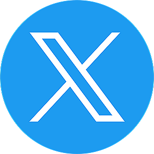 X logo, white with blue background (formerly Twitter)